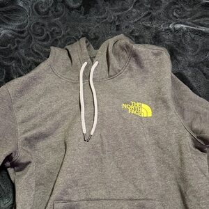 The North Face Men's Charcoal Hoodie with Yellow Logo